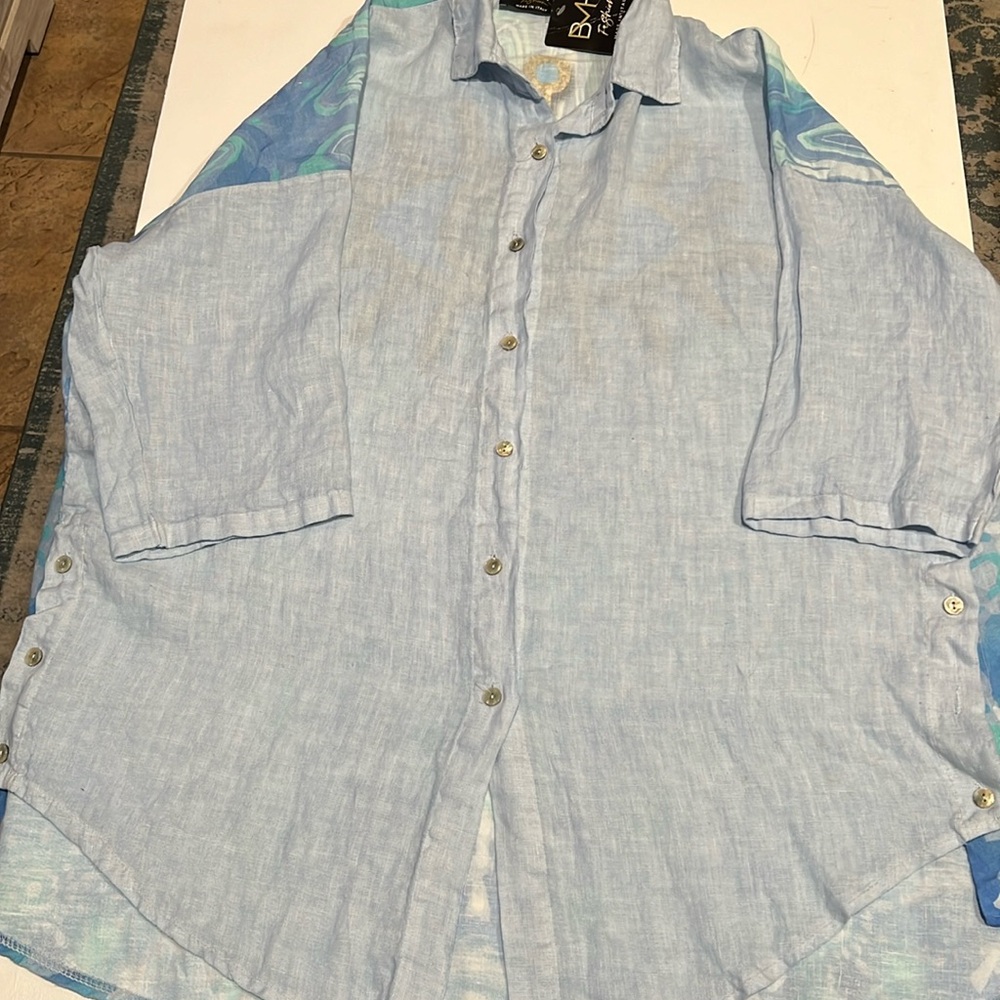 BMH Fashion Tula graphic linen shirt made in Italy  oversized